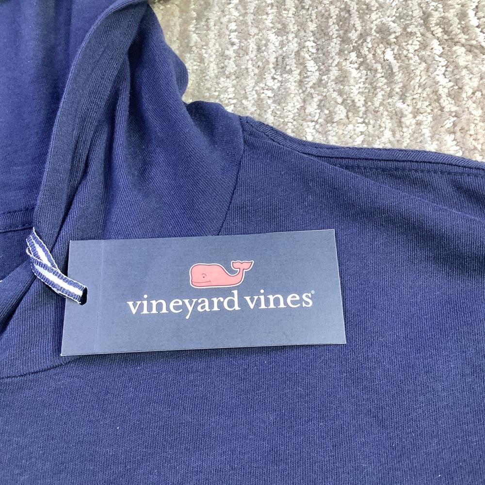 Vineyard Vines Mens LS Blank Hoodie T-Shirt Deep Bay Patriotic Whale M NWT - Picture 4 of 15